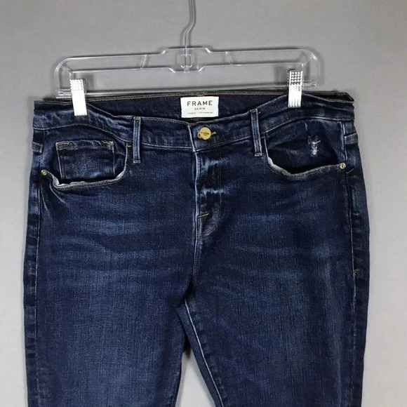 FRAME Le Garcon Size 31 Ankle Slim Boyfriend Jeans Mid Rise Distressed Crop - Picture 2 of 16